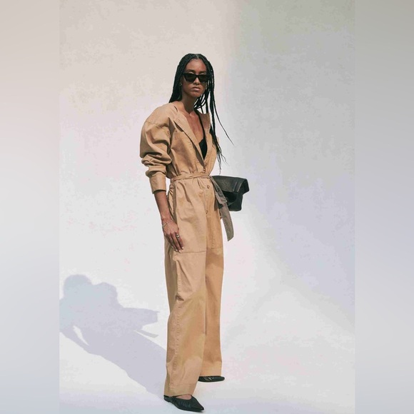 Abercrombie & Fitch Nicole Benefield Brown Utility Jumpsuit Size Large - Picture 1 of 15